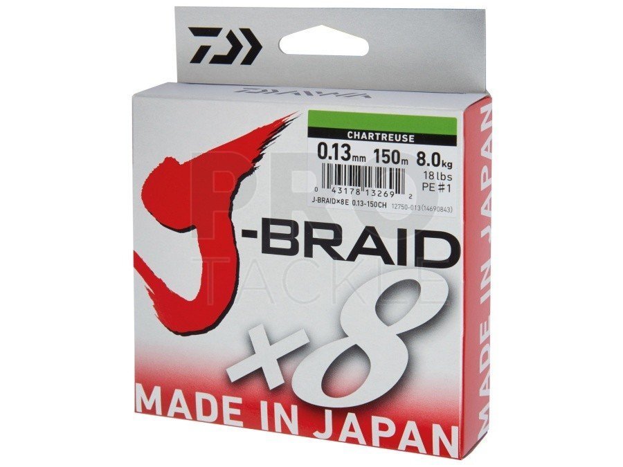 Daiwa J- Braid x8 - Fishing Line Braided Round, Dark Green, 0.18